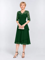 A-line Mother of the Bride Dress with Lace Sleeves 