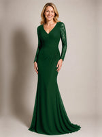 Mermaid Mother of the Bride Dress with Long Lace Sleeves 