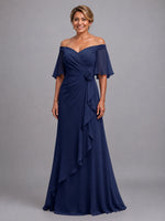 Chiffon Mother of the Bride Dress with 3D Rosette 