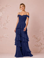 Chiffon Bridesmaid Dress with Tiered Ruffles 
