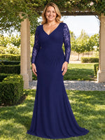 Mermaid Mother of the Bride Dress with Long Lace Sleeves-Plus Size 