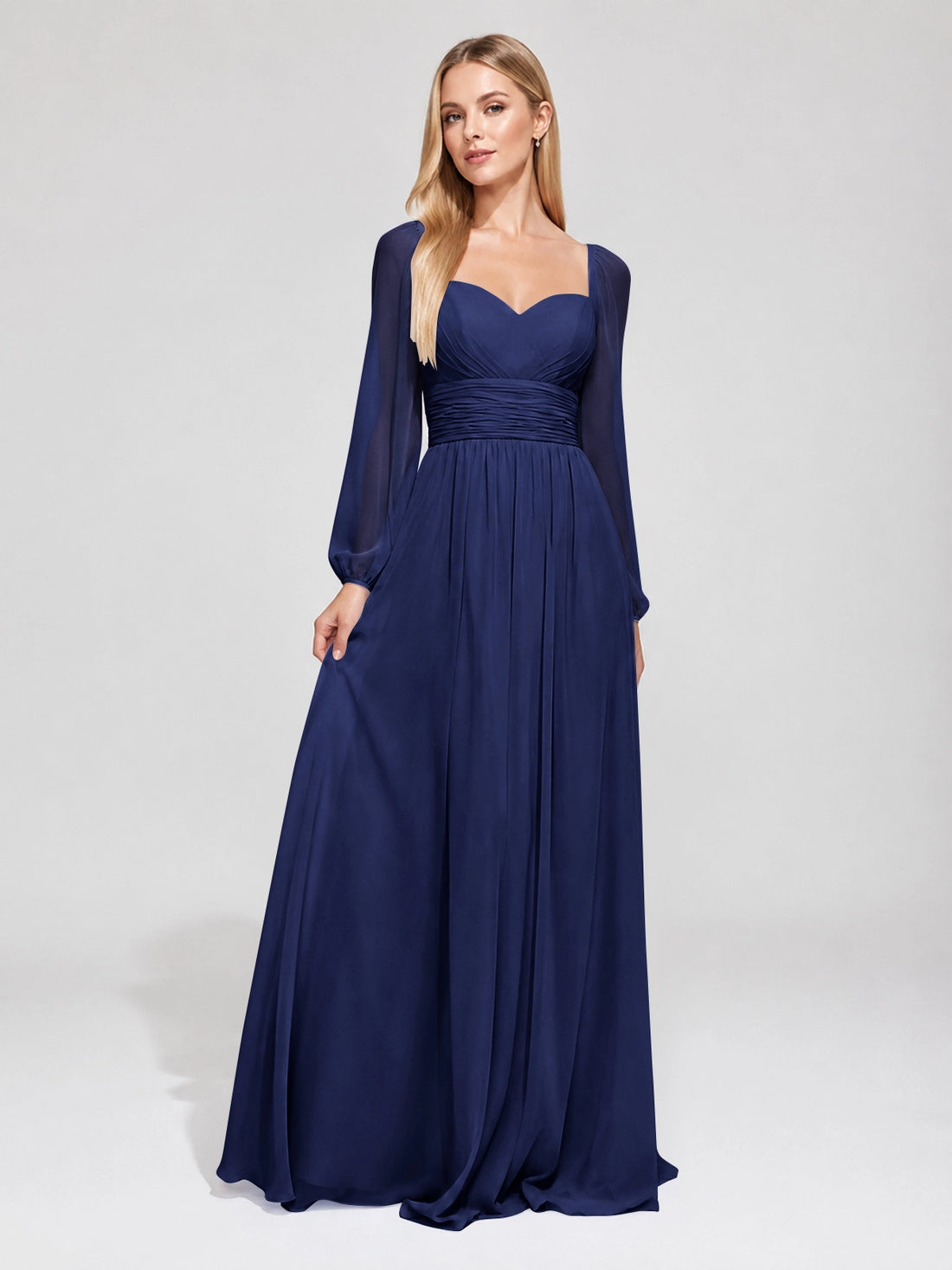 Elegant A-line Bridesmaid Dress with Long Sleeves