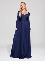 Elegant A-line Bridesmaid Dress with Long Sleeves