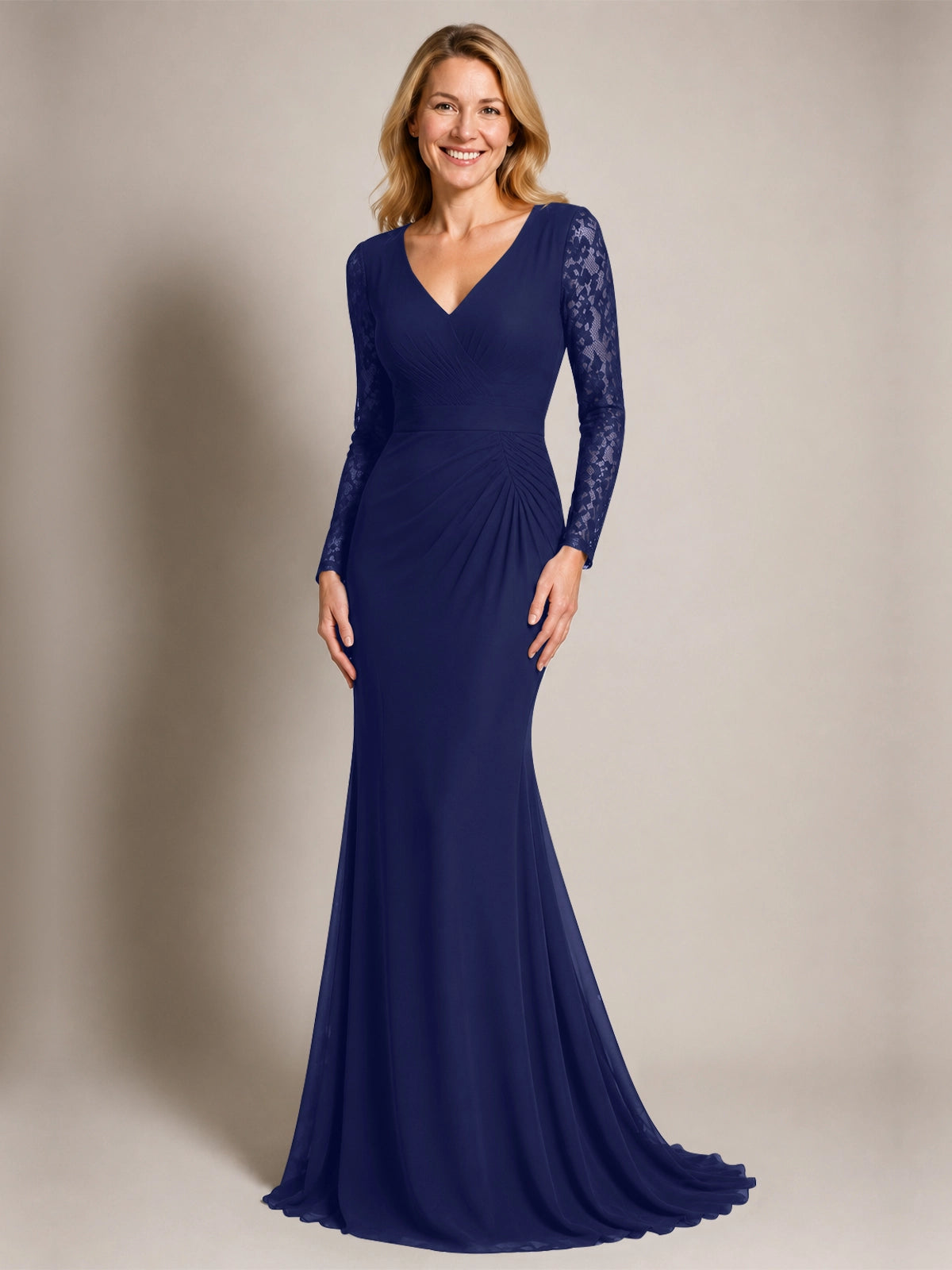 Mermaid Mother of the Bride Dress with Long Lace Sleeves 