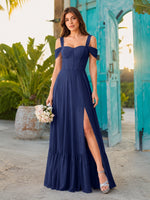 A-line Bridesmaid Dress with High Slit 