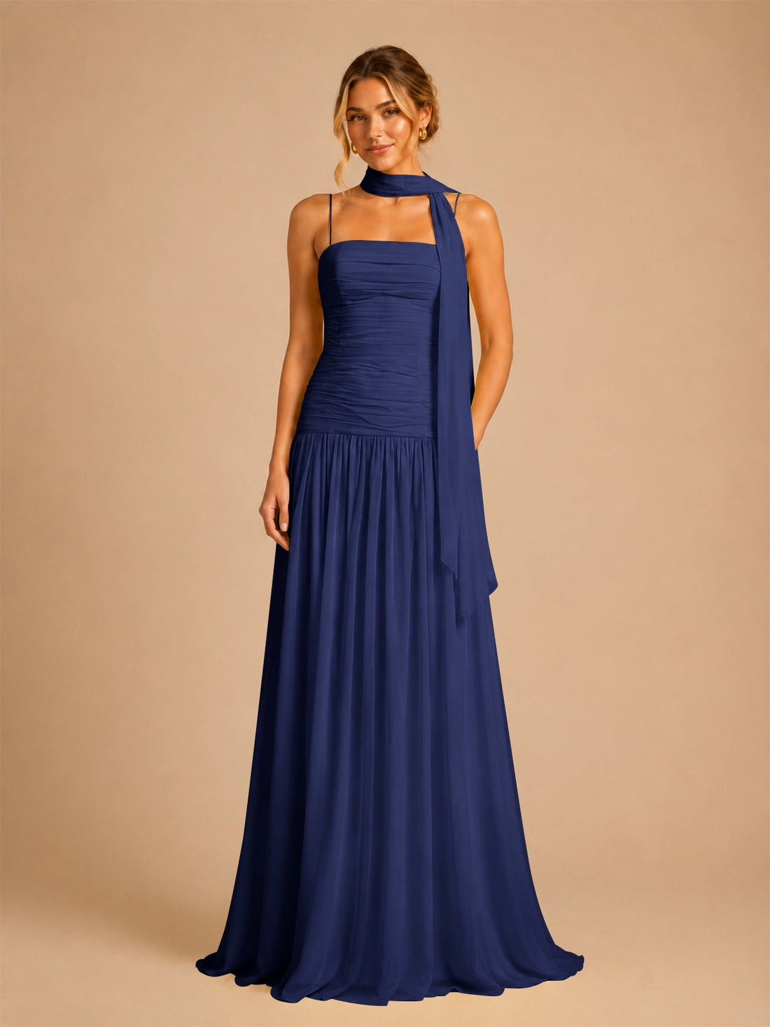 Chiffon Bridesmaid Dress with Scarf Detail 