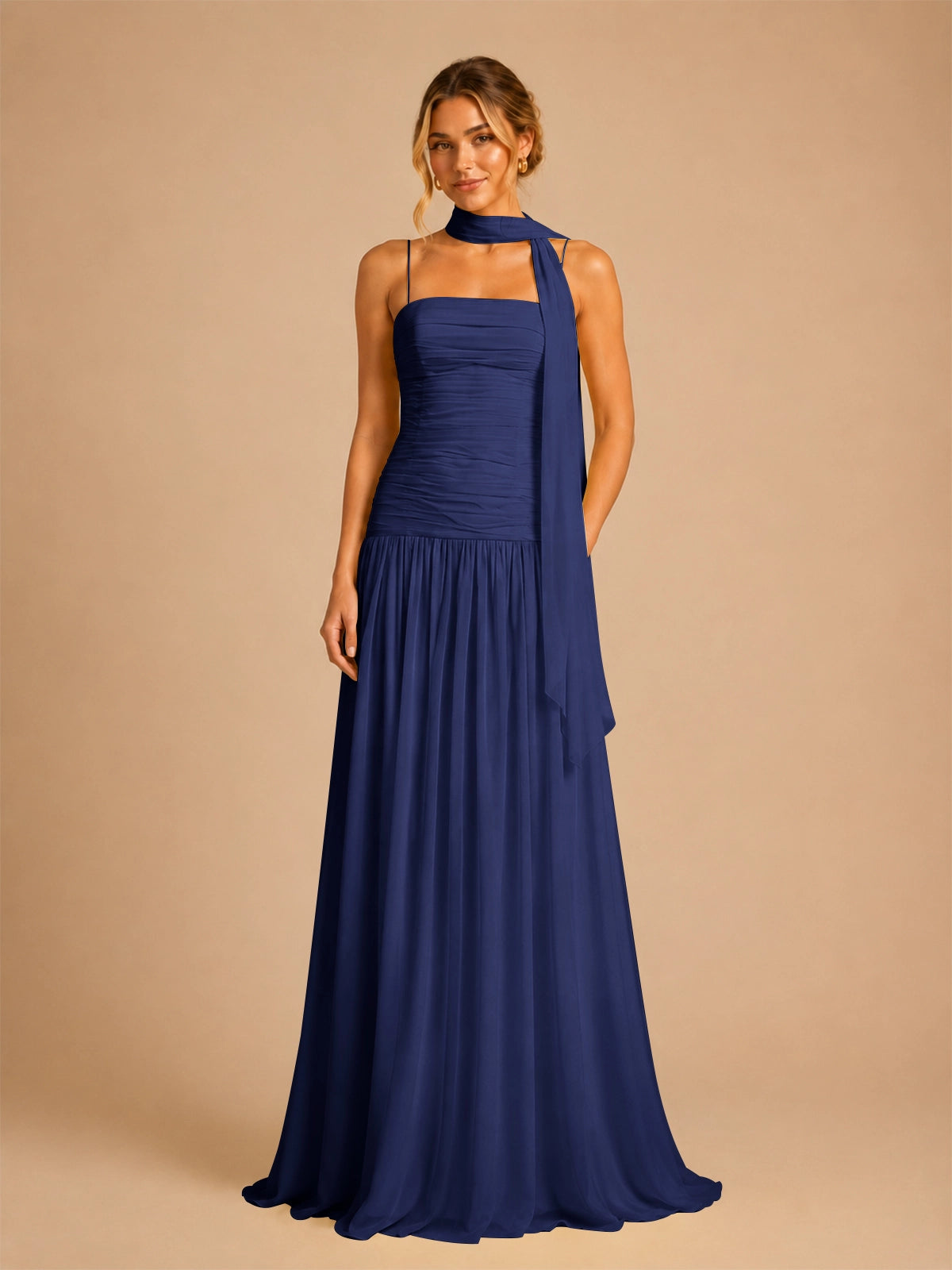 Chiffon Bridesmaid Dress with Scarf Detail 
