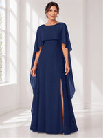 Chiffon Mother of the Bride Dress with Cape Overlay 