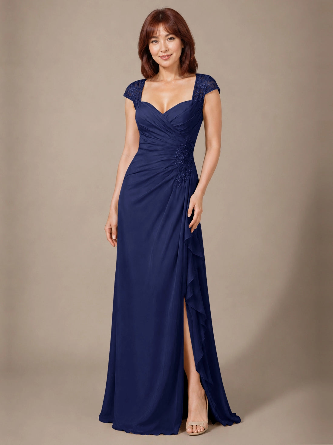 Chiffon Mother of the Bride Dress with Lace Appliques 
