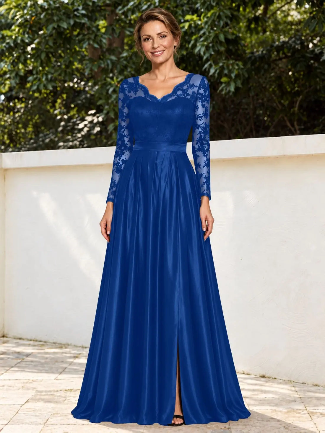 Satin Mother of the Bride Dress with Appliques