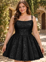 Sparkly Sequined A-line Mini Dress-Plus Size 