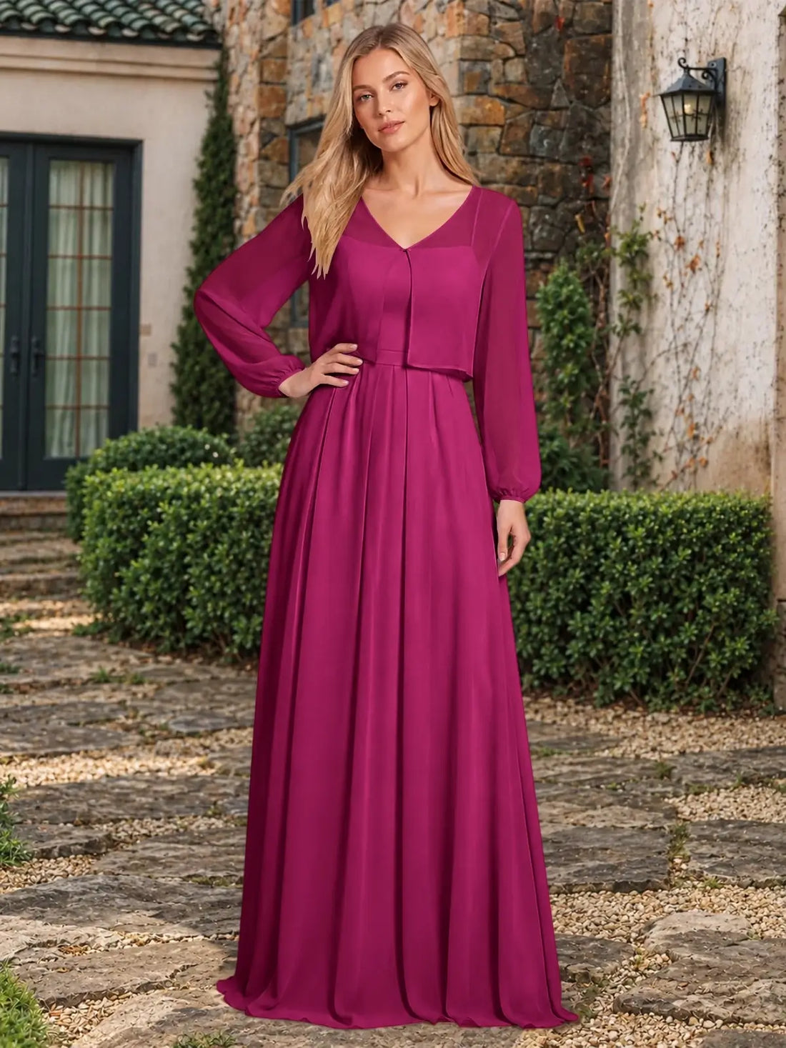 Two-Piece Square Neckline Bridesmaid Dress with Jacket