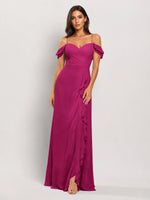 Sweetheart Neckline Bridesmaid Dress with Ruffled Details