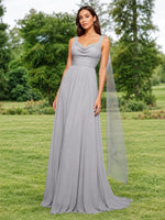 Chiffon Bridesmaid Dress with Draped Scarf 