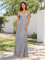 Sweetheart Neckline Bridesmaid Dress with Ruffled Details