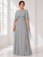 Chiffon Mother of the Bride Dress with Cape Overlay 
