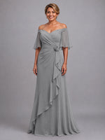 Chiffon Mother of the Bride Dress with 3D Rosette 
