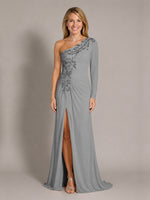 One-Shoulder Mother of the Bride Dress with Appliques
