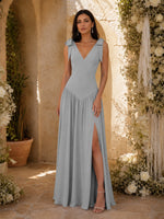 Chiffon Bridesmaid Dress with Bow-Tie Straps 
