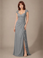 Chiffon Mother of the Bride Dress with Lace Appliques 