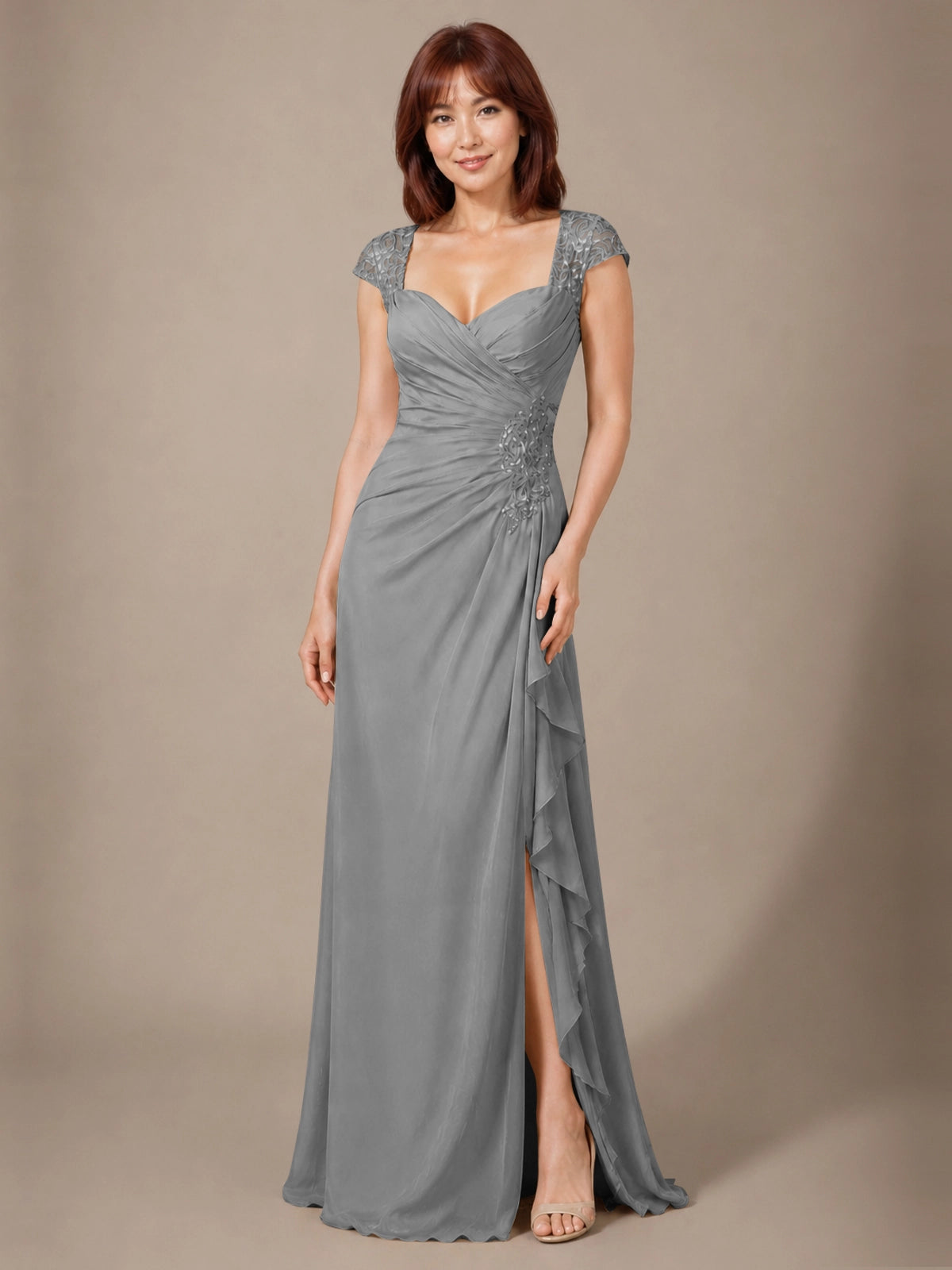 Chiffon Mother of the Bride Dress with Lace Appliques 