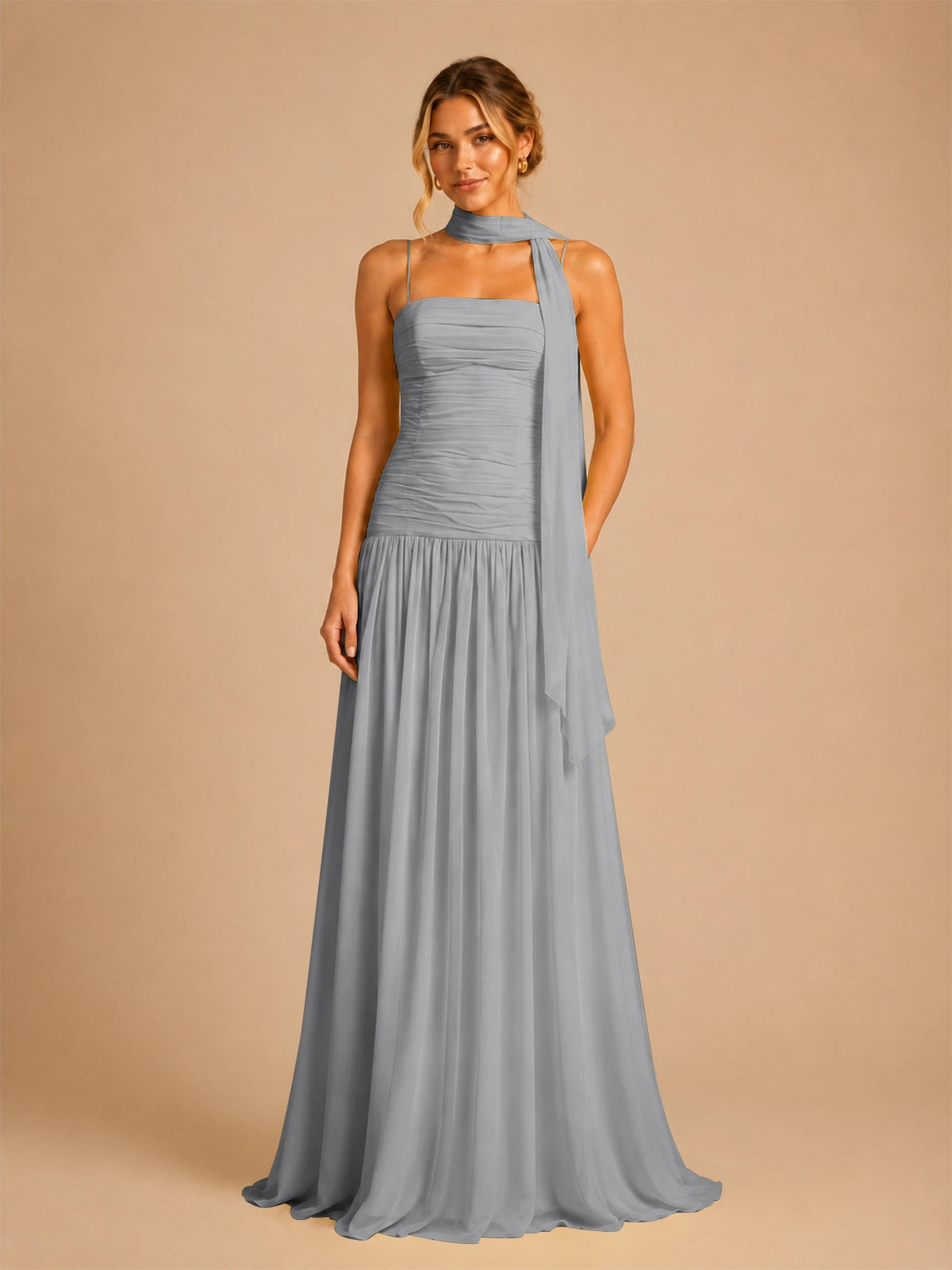 Chiffon Bridesmaid Dress with Scarf Detail 