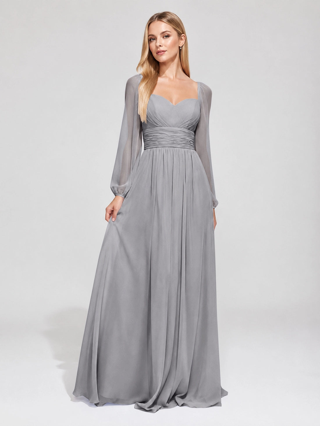 Elegant A-line Bridesmaid Dress with Long Sleeves