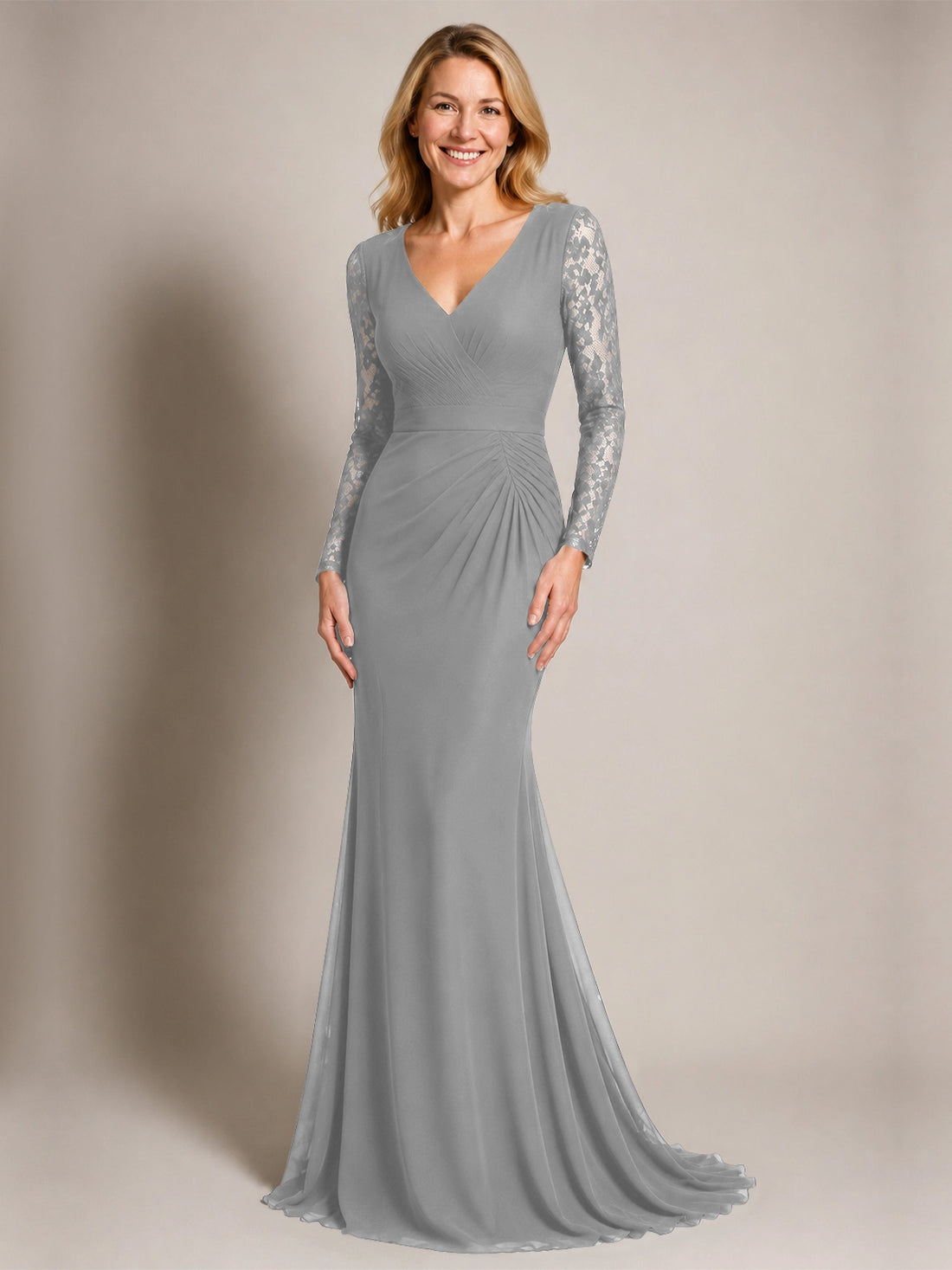 Mermaid Mother of the Bride Dress with Long Lace Sleeves 