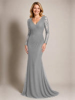 Mermaid Mother of the Bride Dress with Long Lace Sleeves 
