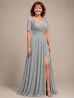 Surplice Neckline Mother of the Bride Dress with Slit 