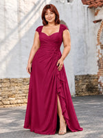 Chiffon Mother of the Bride Dress with Lace Appliques-Plus Size 
