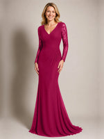 Mermaid Mother of the Bride Dress with Long Lace Sleeves 