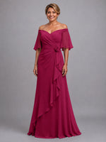 Chiffon Mother of the Bride Dress with 3D Rosette 
