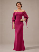 Mermaid Bridesmaid Dress with Puff Sleeves