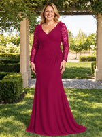 Mermaid Mother of the Bride Dress with Long Lace Sleeves-Plus Size 