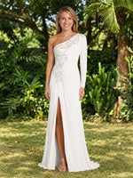 One-Shoulder Mother of the Bride Dress with Appliques