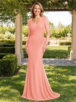 Mermaid Mother of the Bride Dress with Long Lace Sleeves 