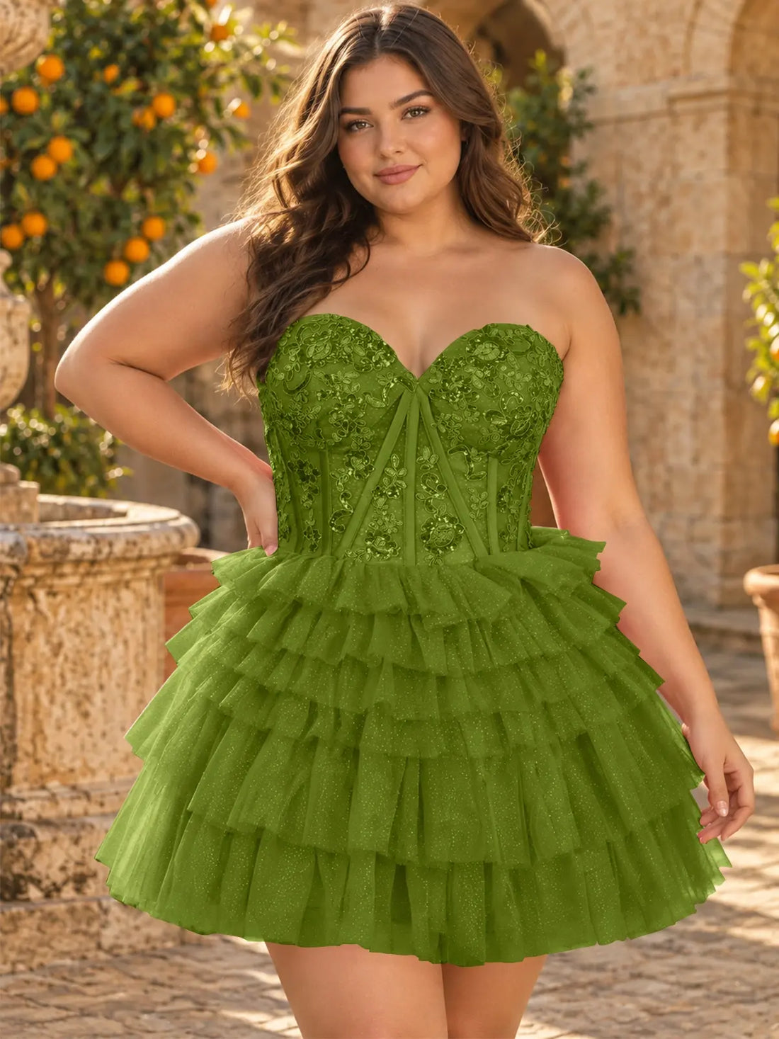 Sparkle Sweetheart Mini Gown Dress-Plus Size 