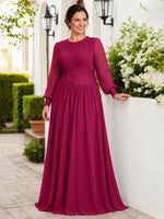 Chiffon Mother of the Bride Dress with Jewel Neckline-Plus Size 