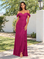 Sweetheart Neckline Bridesmaid Dress with Ruffled Details