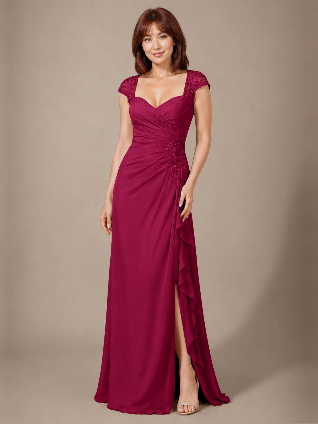 Chiffon Mother of the Bride Dress with Lace Appliques 