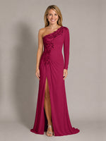 One-Shoulder Mother of the Bride Dress with Appliques