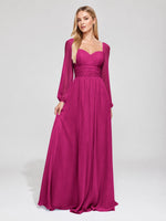 Elegant A-line Bridesmaid Dress with Long Sleeves