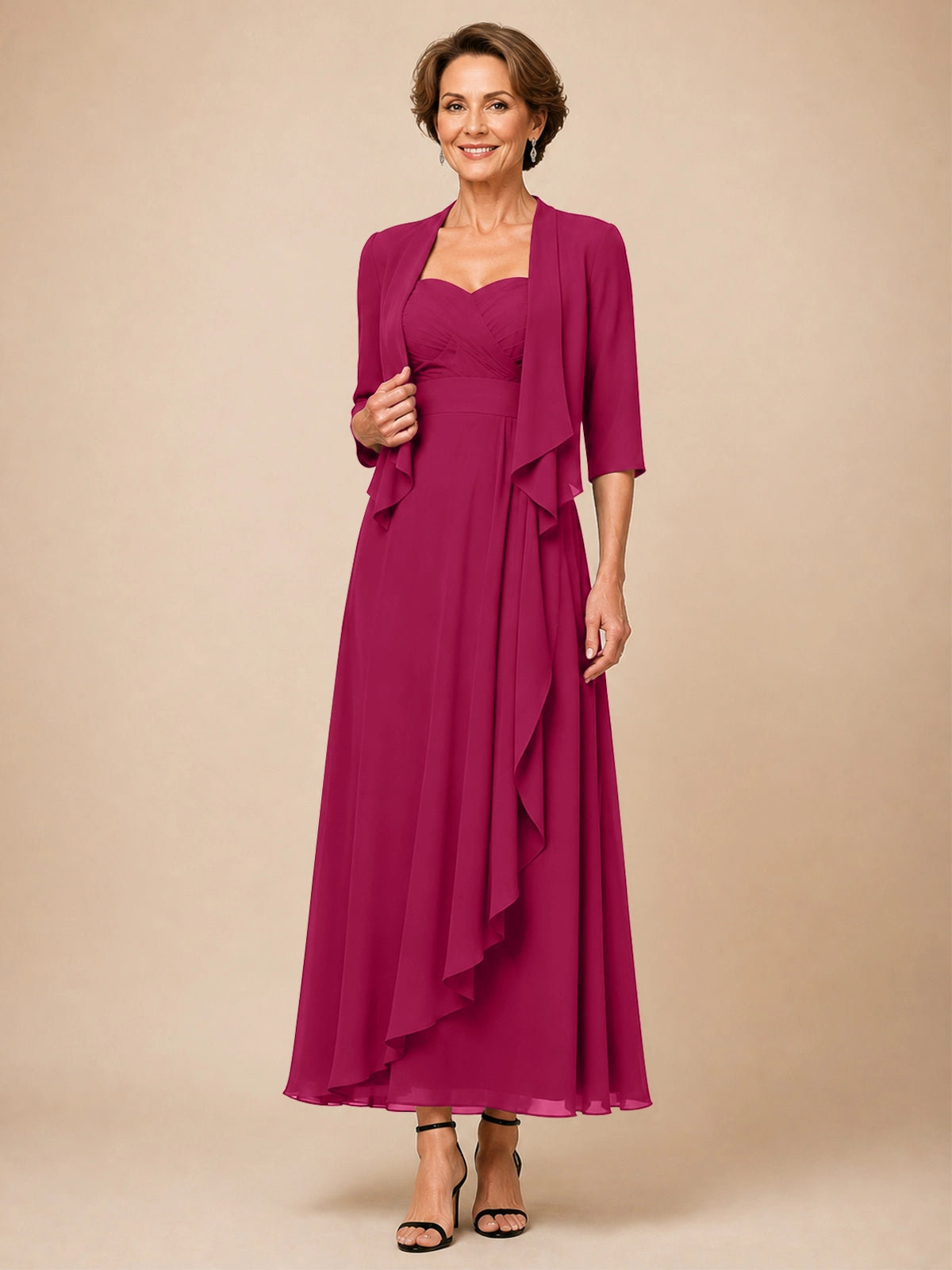 Two-piece Mother of the Bride Dress with Ruffle Design 
