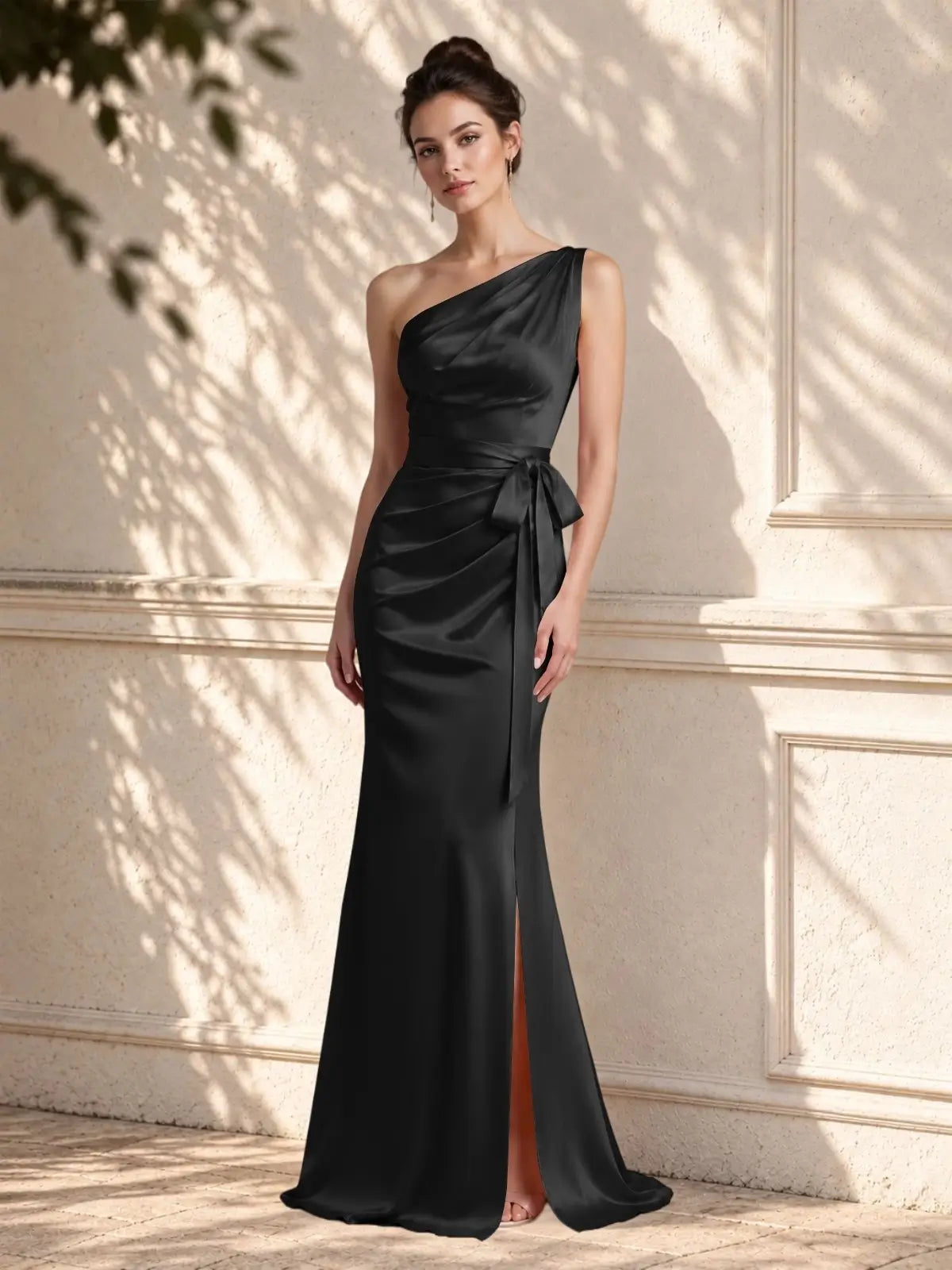 One-Shoulder Bridesmaid Dress with Sash