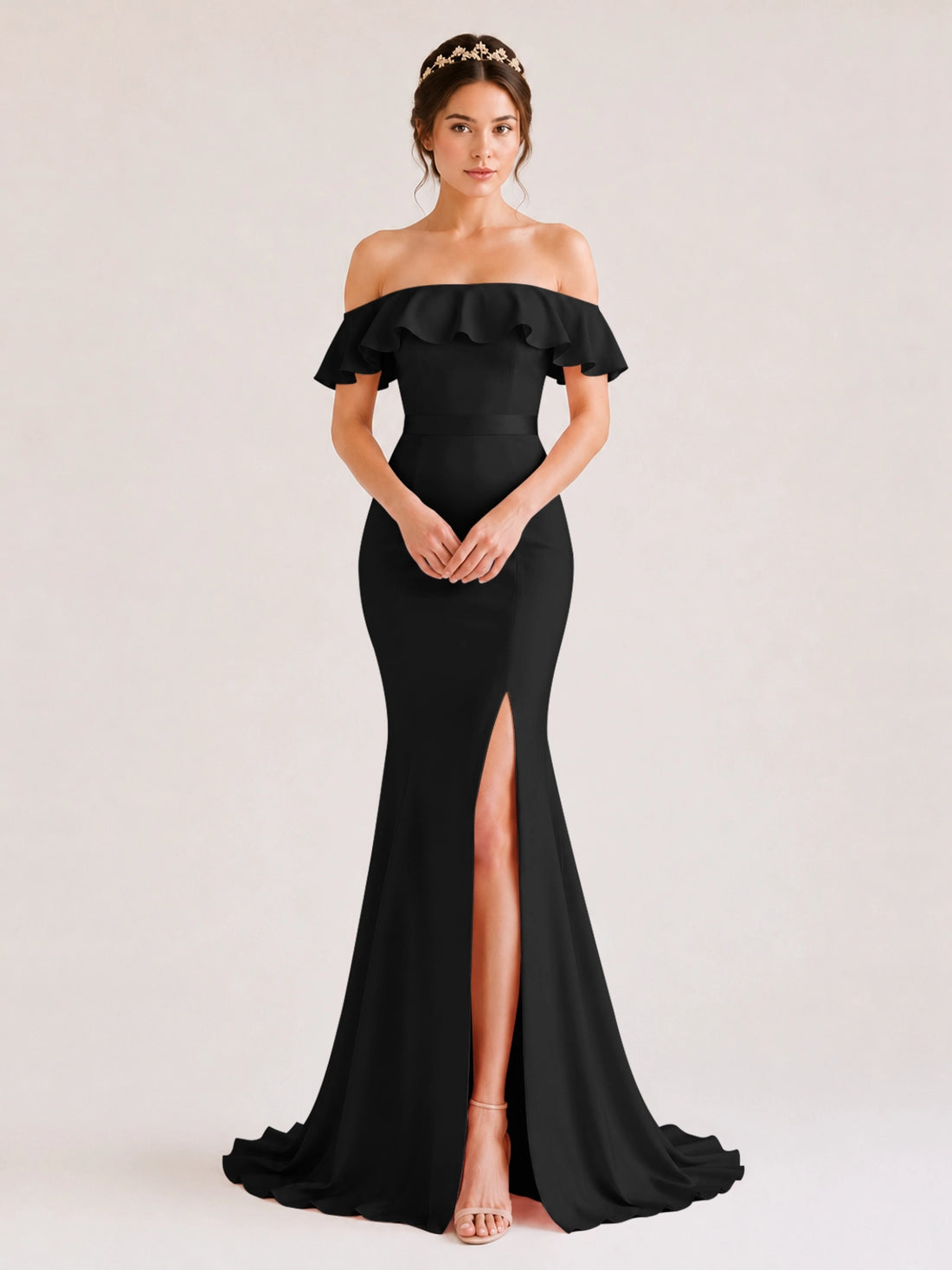 Mermaid Bridesmaid Dress with Ruffle Design 