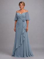 Chiffon Mother of the Bride Dress with 3D Rosette 