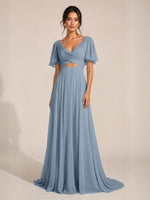 Cowl Neck Bridesmaid Dress with Cut-Out Detail