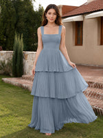 Chiffon Bridesmaid Dress with Tiered Design 
