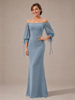 Mermaid Bridesmaid Dress with Puff Sleeves